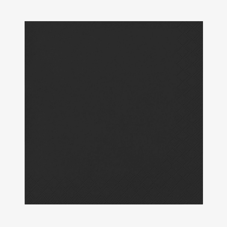 Schwarze Serviette ohne Druck gefalzt auf 16,5 x 16,5 cm