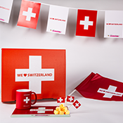 Partydeko mit Schweizer Fahne