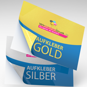 Aufkleber auf Gol- und Silberfolie