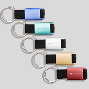 Alu-Schlüsselanhänger mit Polyesterband in verschiedenen Farben