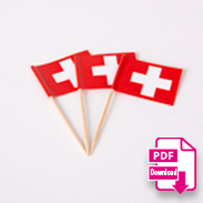 Mini-Papierfahne mit Holzpicker mit Schweizerkreuz Druckvorlage pdf