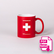 Tasse mit Schweizerkreuz und Gravur Druckvorlage pdf