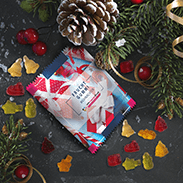 Weihnachtsfruchtgummi als Werbegeschenk mit weihnachtlichem Deko