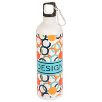 Aluminiumflasche mit Karabinerhaken bedruckt