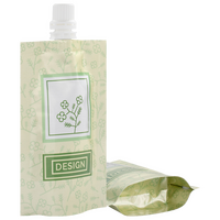 Aluminium-Standbodenbeutel 8 x 13 x 5 cm mit individuellem Boden und Ausgießer, 4-farbig bedruckt