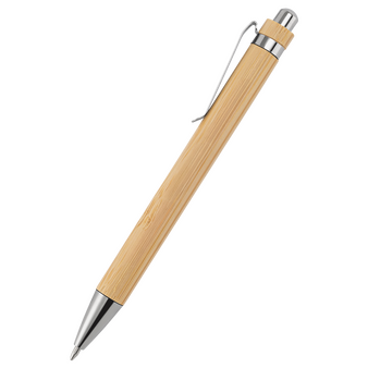 Bambus-Kugelschreiber mit Metallclip, ohne Werbeanbringung