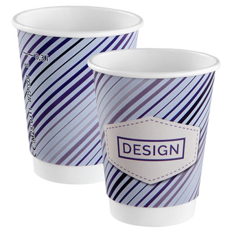 Becher doppelwandig mit Eichstrich 300 ml, 4/0-farbig