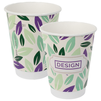 Bio-Becher doppelwandig mit Eichstrich 300 ml, 4/0-farbig (CMYK)