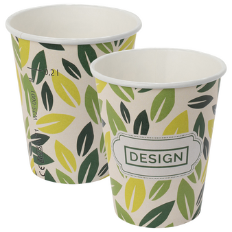 Bio-Becher einwandig mit Eichstrich 200 ml, 4/0-farbig