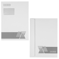 Briefumschlag DIN C4 (Lasche an der breiten Seite) haftklebend mit Fenster beidseitig 1/1 bedruckt