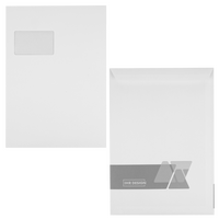 Briefumschlag DIN C4 (Lasche an der schmalen Seite) haftklebend mit Fenster einseitig 0/1 bedruckt (Rückseite)