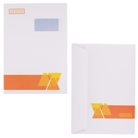 Couverts Format C4 (Lasche an der langen Seite), haftklebend mit Fenster rechts, beidseitig 4/4 farbig bedruckt