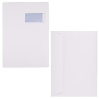 Couverts Format C4 (Lasche an der langen Seite), haftklebend mit Fenster rechts, unbedruckt weiss