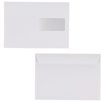 Couverts Format C5 (Lasche an der langen Seite), haftklebend mit Fenster rechts, unbedruckt weiss