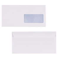 Couverts Format C6/5 (Lasche an der langen Seite), haftklebend mit Fenster rechts, unbedruckt weiss