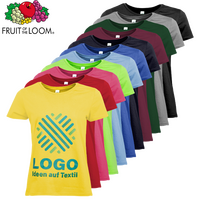 Damen-T-Shirt Basic, farbig - Fruit of the Loom, mit zwei Druckpositionen