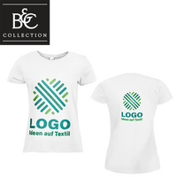 Damen-T-Shirt Basic, weiß - B&C Collection, mit zwei Druckpositionen