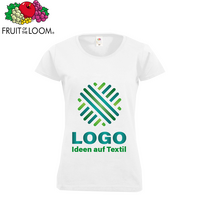 Damen-T-Shirt Basic, weiß - Fruit of the Loom, mit einer Druckposition