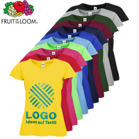 Damen-T-Shirt Budget, farbig - Fruit of the Loom, mit einer Druckposition
