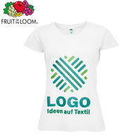 Damen-T-Shirt Budget, weiß - Fruit of the Loom, mit einer Druckposition