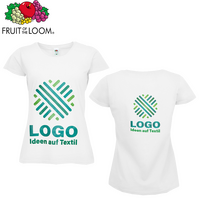 Damen-T-Shirt Budget, weiß - Fruit of the Loom, mit zwei Druckpositionen
