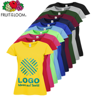 Damen-T-Shirt farbig, Budget - Fruit of the Loom, mit zwei Druckpositionen