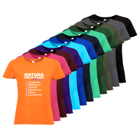Tshirt, farbig bedruckt, Vorderseite, verschiedene Farben