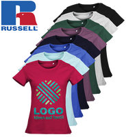 Damen-T-Shirt Organic, farbig - Russell, mit einer Druckposition