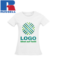 Damen-T-Shirt Organic, weiß - Russell, mit einer Druckposition