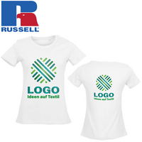 Damen-T-Shirt Organic, weiß - Russell, mit zwei Druckpositionen