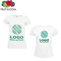 Damen-T-Shirt weiß, Premium - Fruit of the Loom, mit zwei Druckpositionen