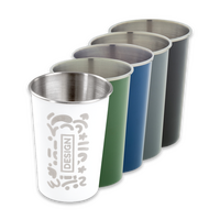 Edelstahlbecher in verschiedenen Farben graviert