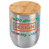 Edelstahl-Thermobecher mit Bambusdeckel bedruckt
