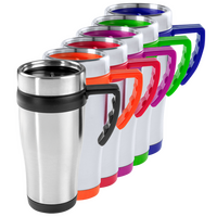 Edelstahl-Thermobecher mit farbigem Griff unbedruckt