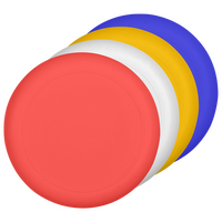 aufgereihte Frisbees in 4 Farben 