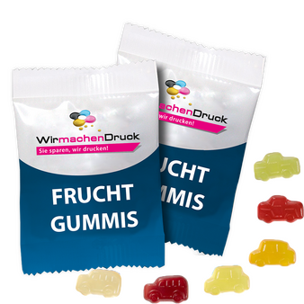 Fruchtgummi-Tütchen 10g (Form: Nostalgie Cars), 4/4 farbig beidseitig bedruckt