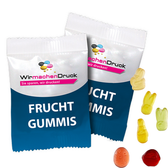 Fruchtgummi-Tütchen 10g (Form: Ostermischung), 4/4 farbig beidseitig bedruckt