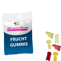 Fruchtgummi-Tütchen 10g (Form: Werkzeuge), 4/0 farbig einseitig bedruckt