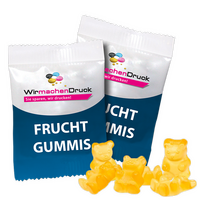 Fruchtgummi-Tütchen 20g Honig (Form: Bärchen), neutrales Muster