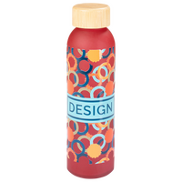 Glasflasche mit Bambusdeckel bedruckt