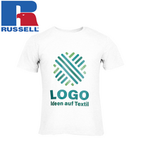 Herren-T-Shirt Organic, weiß - Russell, mit einer Druckposition