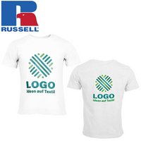 Herren-T-Shirt weiß, Organic - Russell, mit zwei Druckpositionen