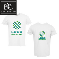 Herren-T-Shirt weiß, Premium - B&C Collection, mit zwei Druckpositionen