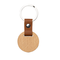 Holz-Schlüsselanhänger rund mit Leder