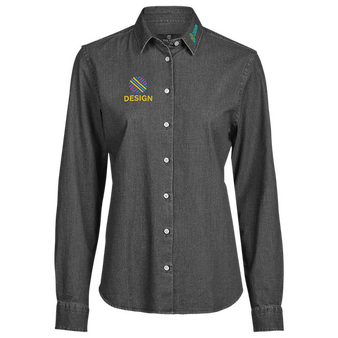 Jeansbluse, Twill Stretch Tailored Fit - TEE JAYS