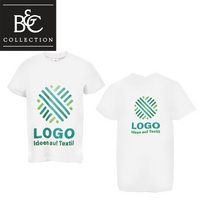 Kinder-T-Shirt Basic, weiß - B&C Collection, mit zwei Druckpositionen