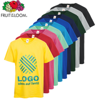 Kinder-T-Shirt Premium, farbig - Fruit of the Loom, mit zwei Druckpositionen