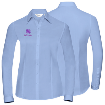 Langarmbluse, Herringbone Tailored Fit - Russell