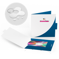 Mappe für CD-Verpackung 13,5 x 13,5 cm, 2-teilig mit Verschluss, 4/0 farbig (Außenseite bedruckt), mit Blindprägung