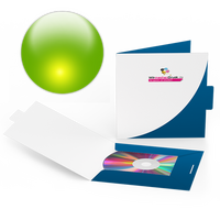 Mappe für CD-Verpackung 13,5 x 13,5 cm, 2-teilig mit Verschluss, 4/0 farbig (Außenseite bedruckt), mit Hochglanz-UV-Lack